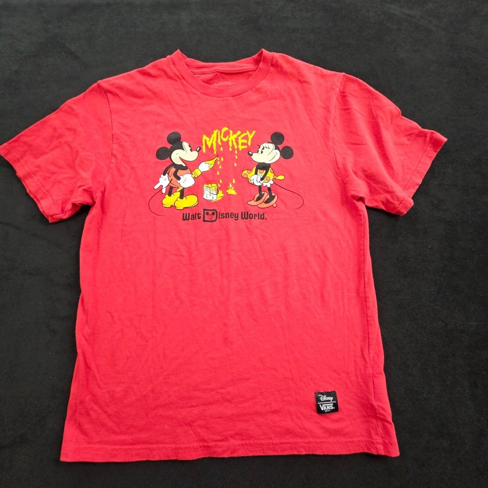 Mickey & Minnie Mouse Disney‎ Vans Red Short Sleeve T-Shirt Youth L
